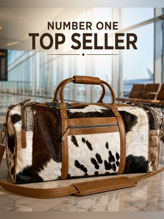 Myra Bag Handbags - Myra Bag Amore Cowhide Hair-On Leather Duffel Weekender Bag Western Gym New
